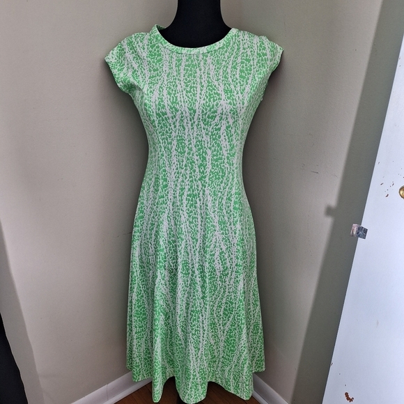 Vintage 70s Green Op Art Dress Set Medium - Picture 7 of 7
